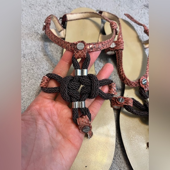 Calvin Klein Red Gladiator Leather Women SARRA flat Sandals sz10 - Picture 7 of 8